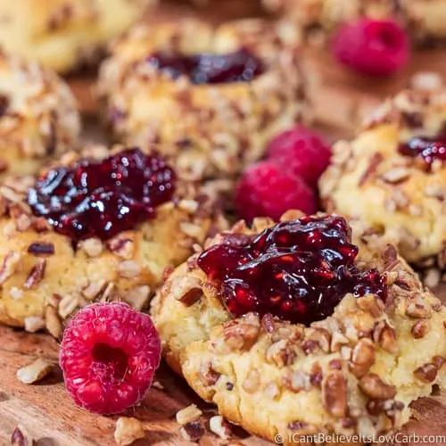 keto raspberry jam thumbprint cookie recipe with almond flour