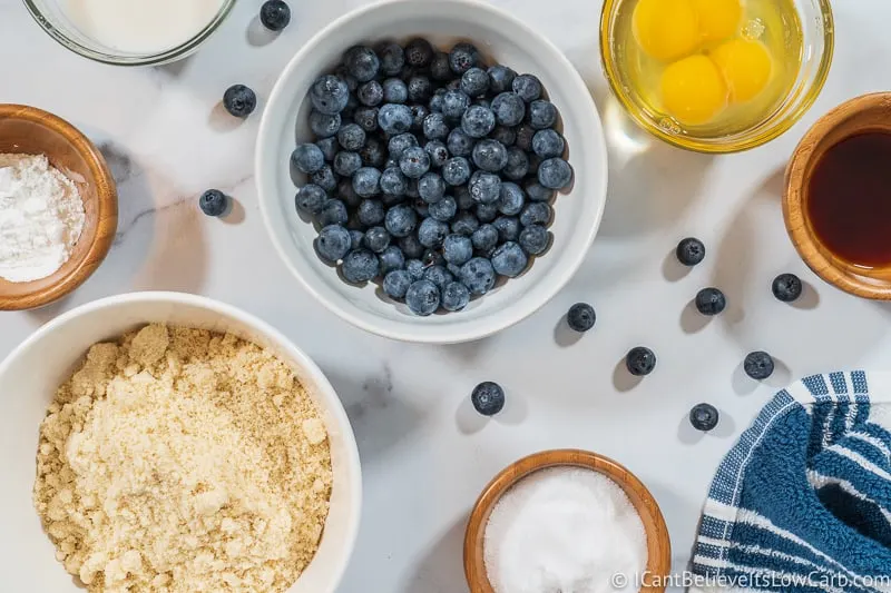 ingredients for Fluffy Keto Blueberry Pancakes Recipe