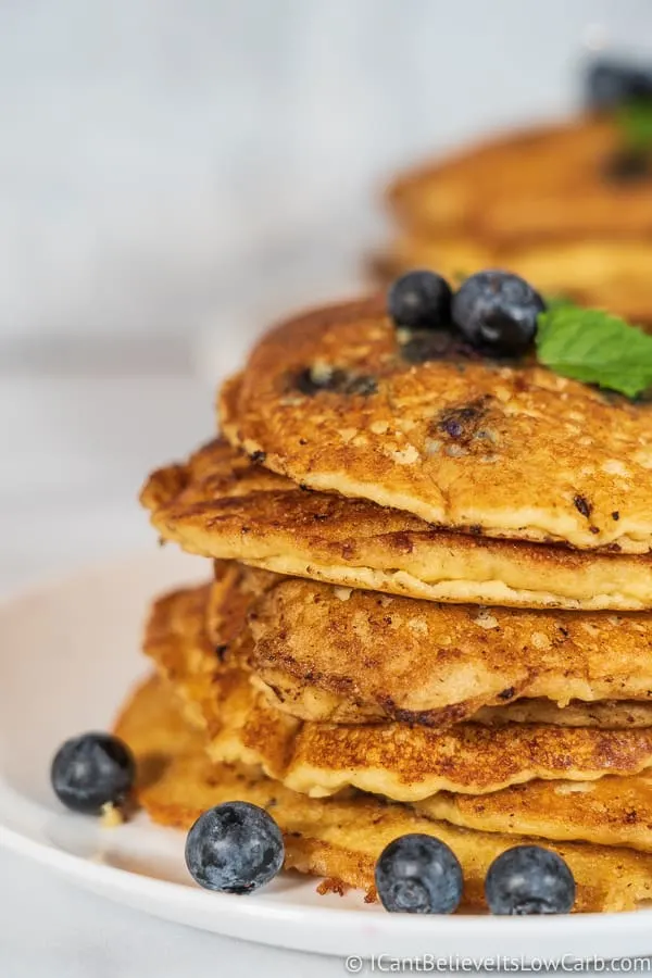 stack of Fluffy Keto Blueberry Pancakes