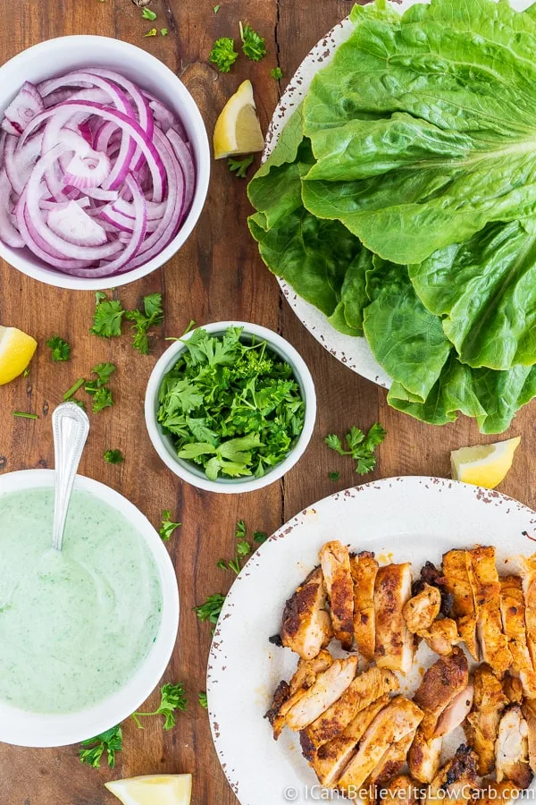 Tandoori Chicken lettuce wraps recipe before preparing