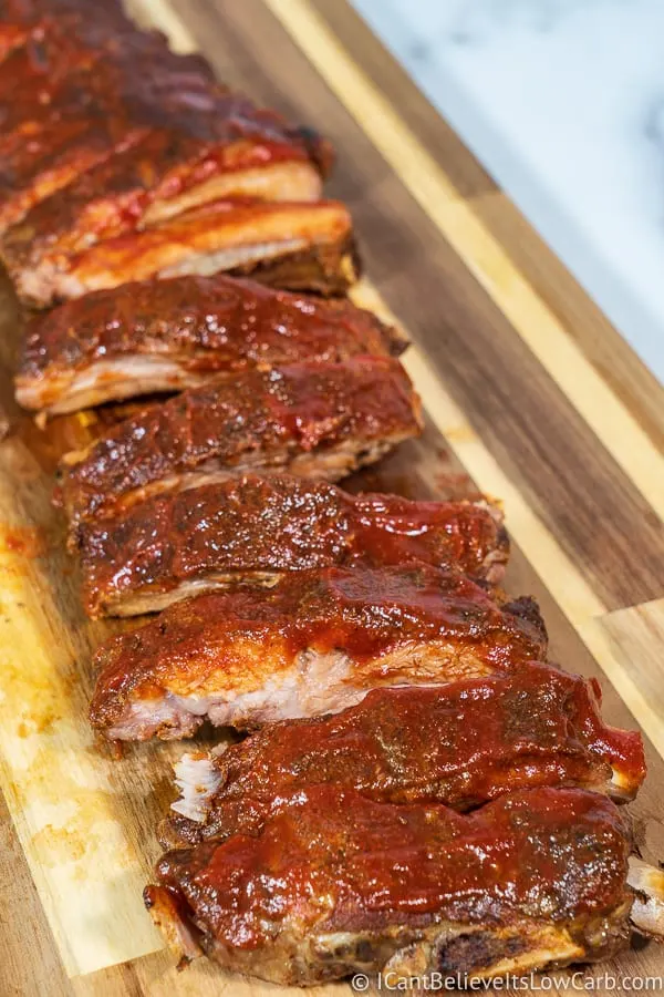 Row of Baked Baby Back Ribs in Oven