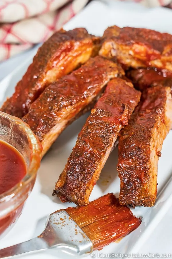 Sugar-Free BBQ Sauce served on Baked Baby Back Ribs