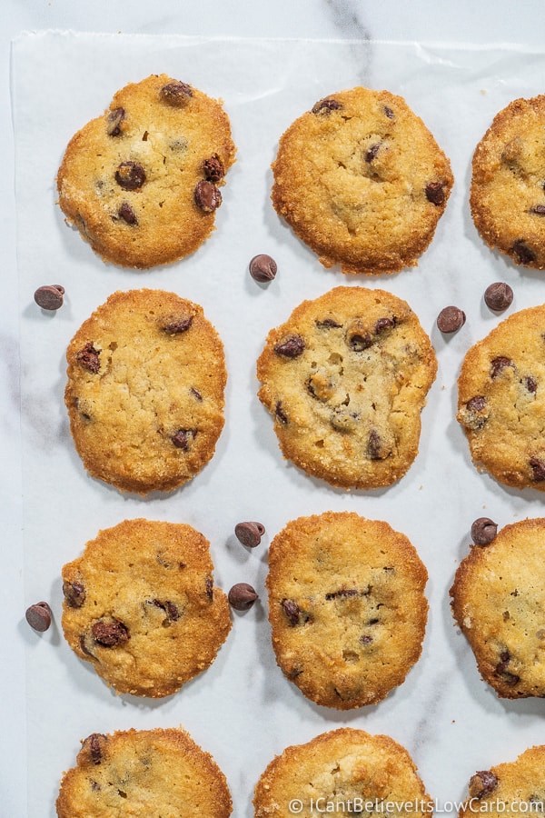 Keto Chocolate Chip Cookies on paper