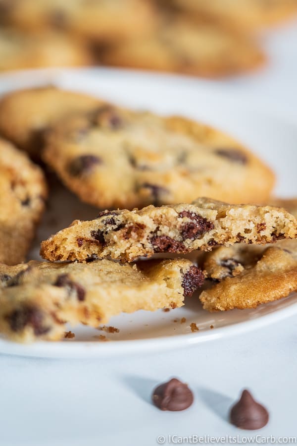 bite out of low carb Chocolate Chip Cookie Recipe