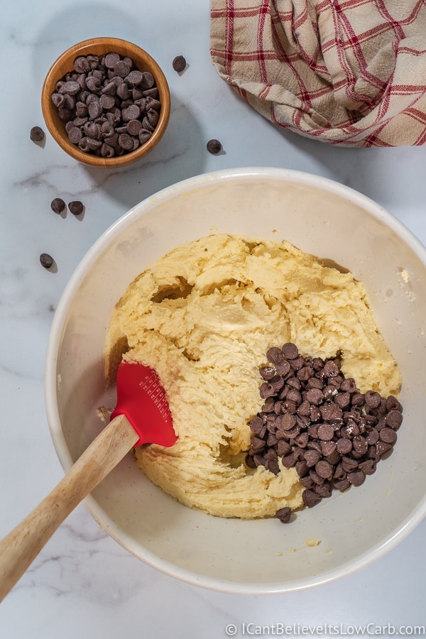 mixing up keto Chocolate Chip Cookie Recipe