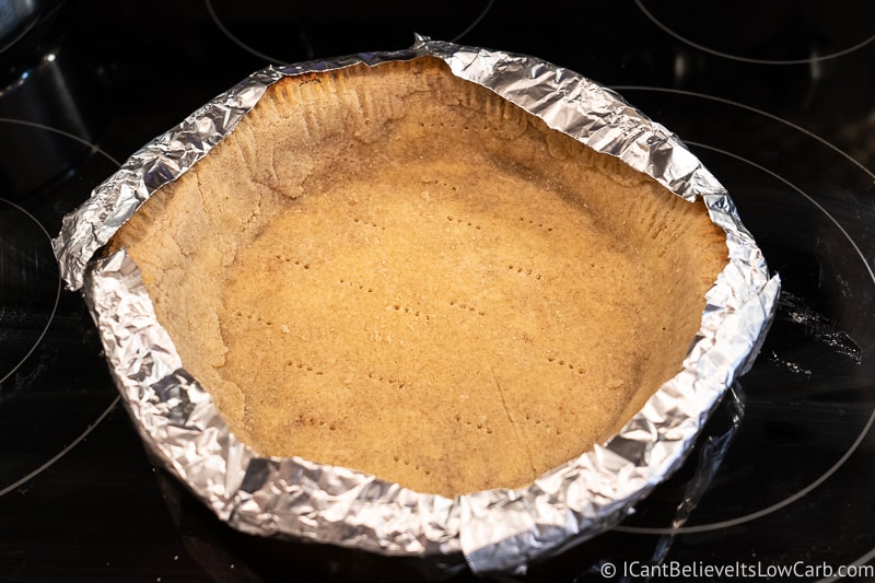 Almond Flour Pie Crust in oven