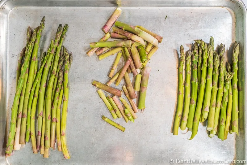 snapped Asparagus on sheet pan