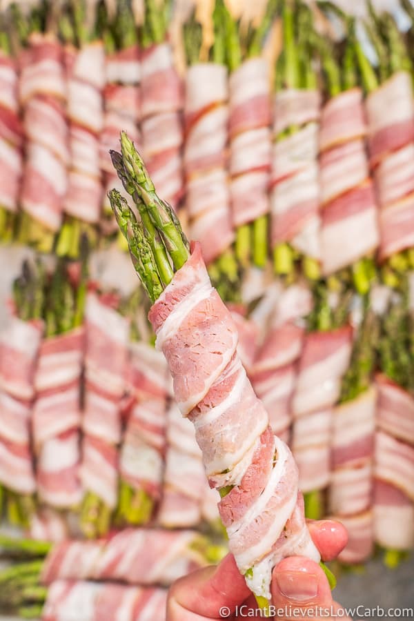 rolled up Bacon Wrapped Asparagus bunch