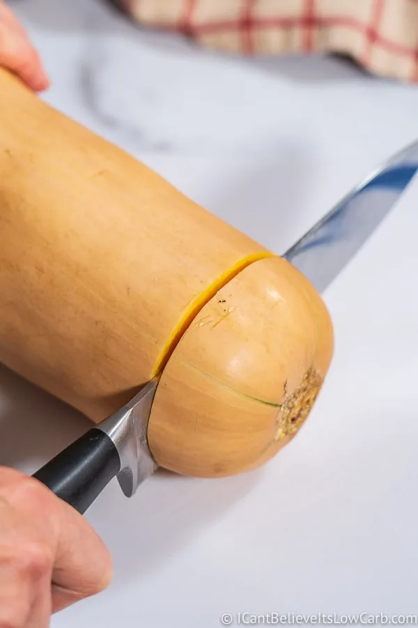 cutting the top off a butternut ssquash