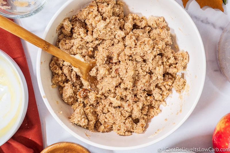 low carb Apple Crisp recipe mixed in a bowl