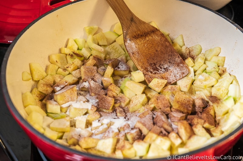 adding sweetener to Keto Apple Crisp recipe