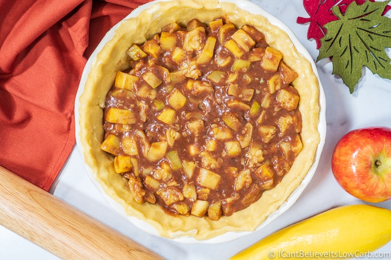 Low Carb Apple Pie filling in crust