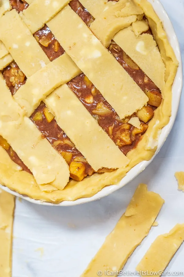 spreading lattice for Keto Apple Pie top crust