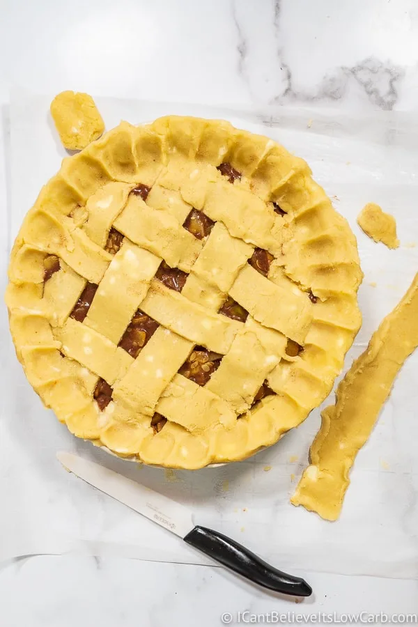 lattice for Keto Apple Pie top crust