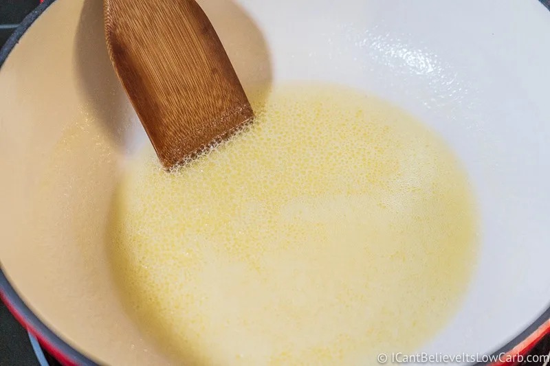 melting butter for Keto Apple Pie Filling