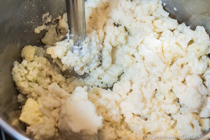 mixing Cauliflower Mashed Potatoes