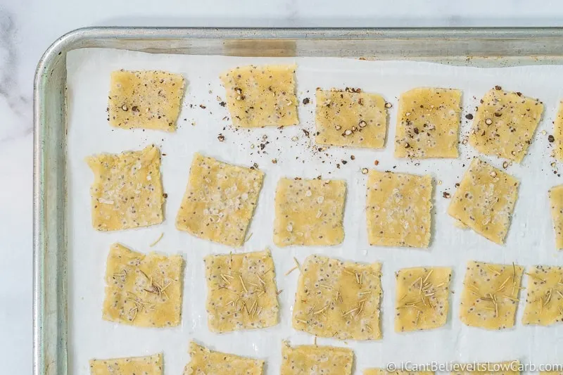 Keto Crackers on sheet pan to bake