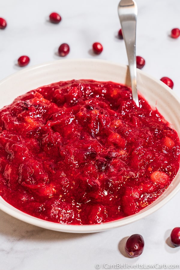 big bowl of keto Cranberry Sauce Recipe