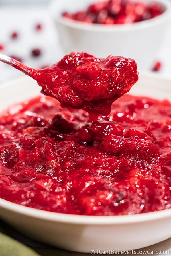 spoonful of Keto Cranberry Sauce
