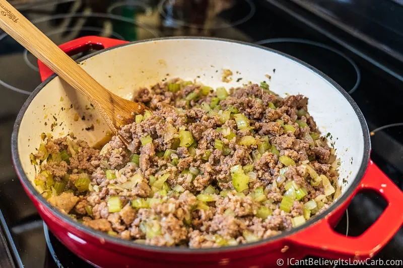 mixing up Low carb Stuffing Recipe