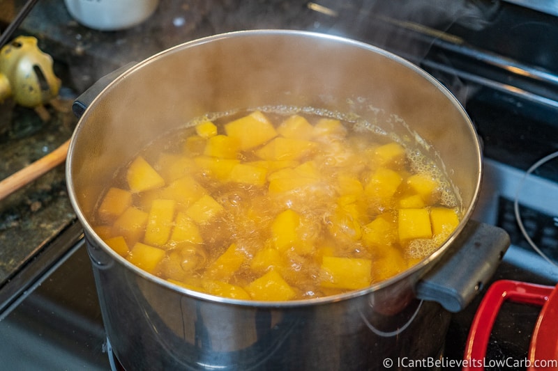 boiling Butternut Squash on the stove