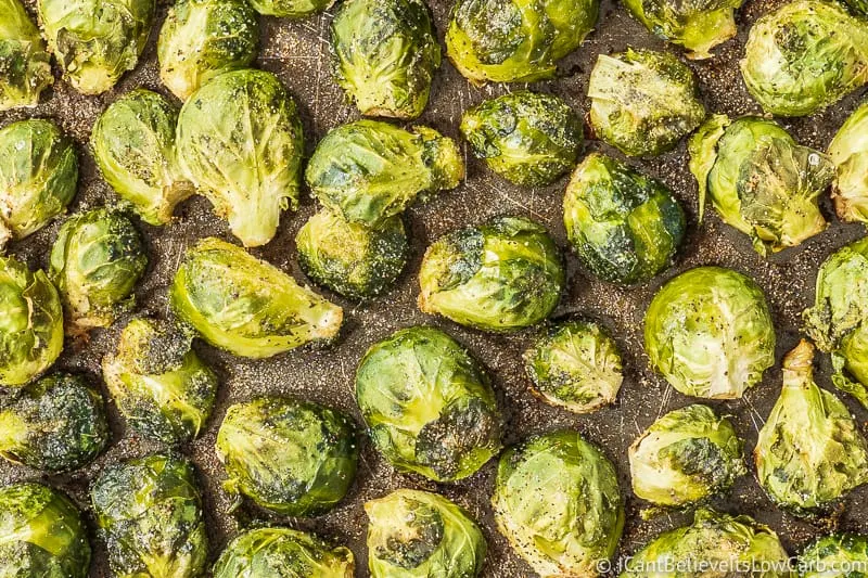 roasted Brussel Sprouts on a tray