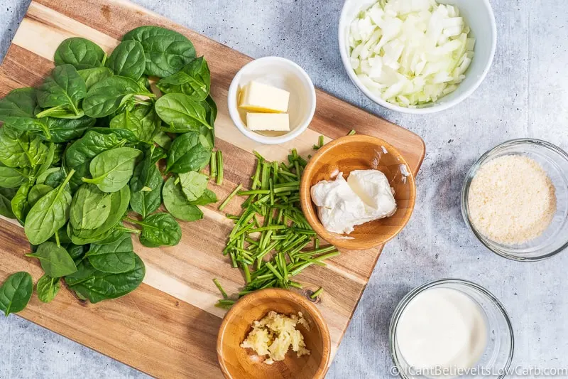 ingredients for Keto Creamed Spinach