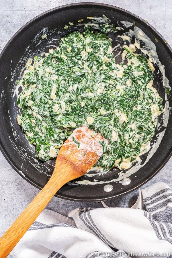 pan full of Keto Creamed Spinach