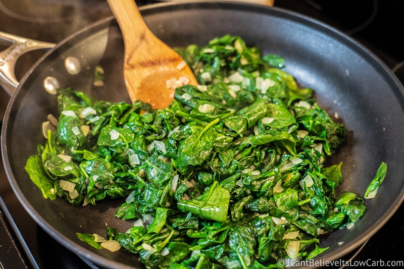 cooking spinach for Keto Creamed Spinach
