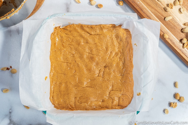 making sugar free Peanut Butter Fudge in dish