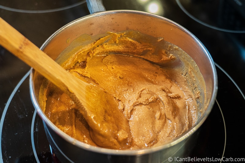 sugar free Peanut Butter Fudge melted in a pot