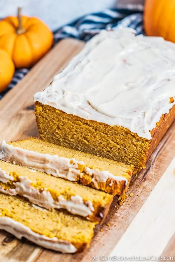 Low Carb Pumpkin Bread with icing
