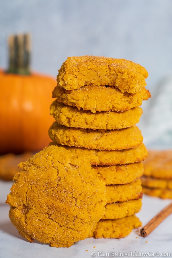 tall stack of Pumpkin Snickerdoodle Cookies