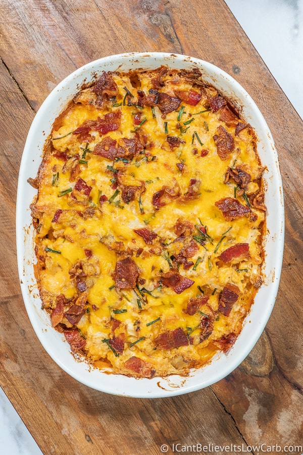 Keto Cauliflower Casserole out of the oven