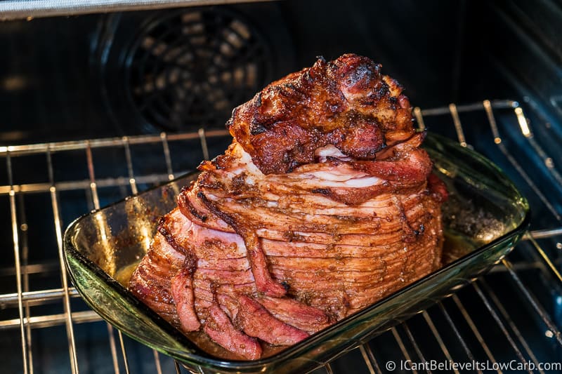 Keto Spiral Ham baking in the oven