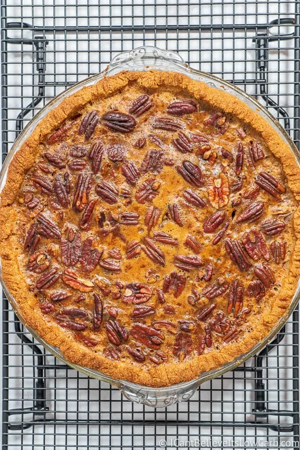 Keto Pecan Pie fresh out of the oven