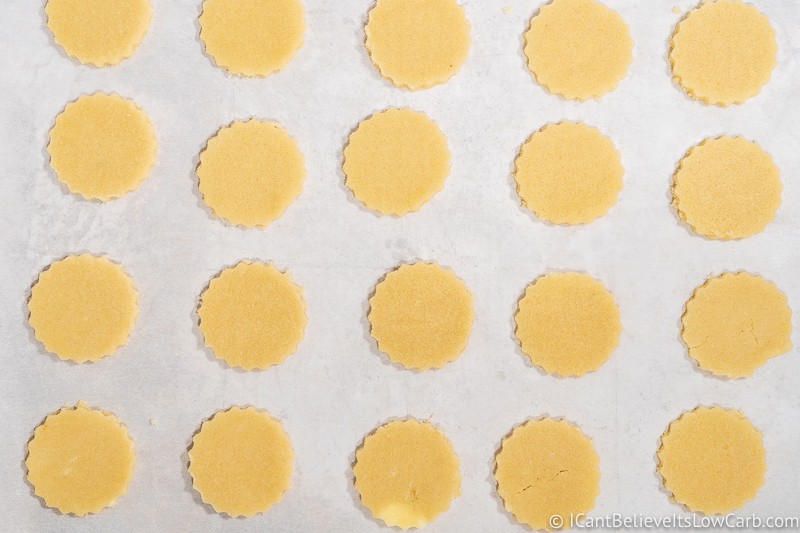 cut dough on tray for Keto Shortbread Cookies