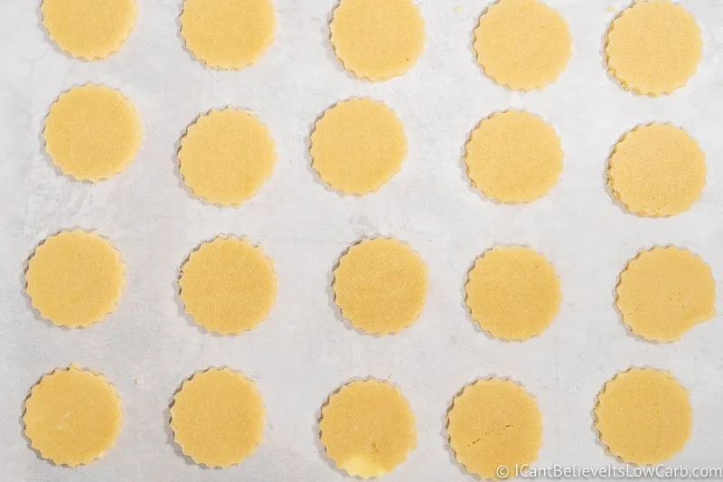 cut dough on tray for Keto Shortbread Cookies
