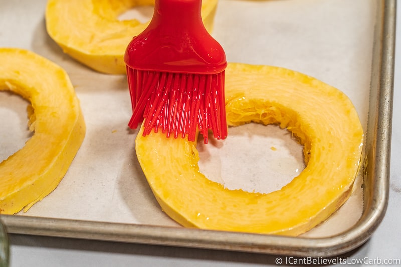 Spaghetti Squash rings brushing with oil