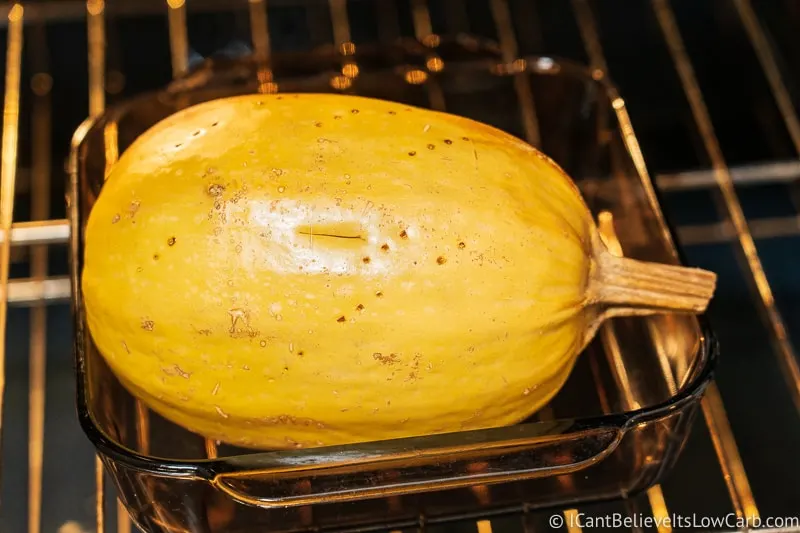 Whole Spaghetti Squash cooking in the oven