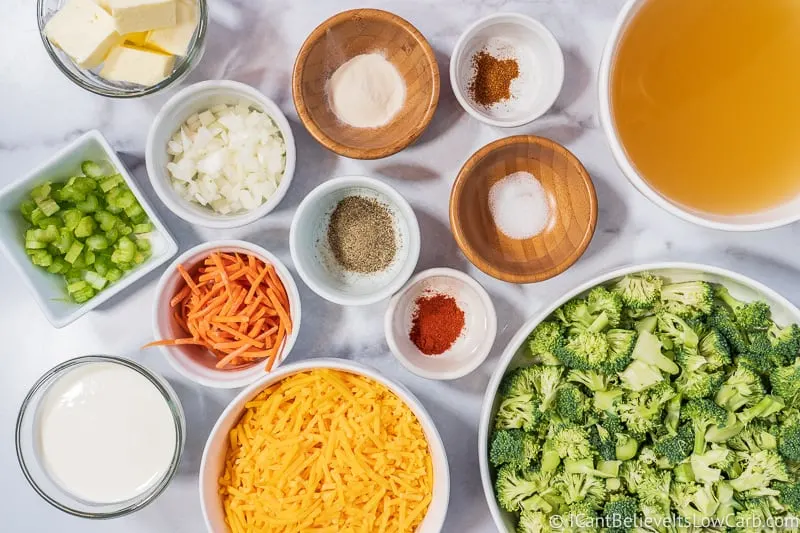 Ingredients for Broccoli Cheddar Soup