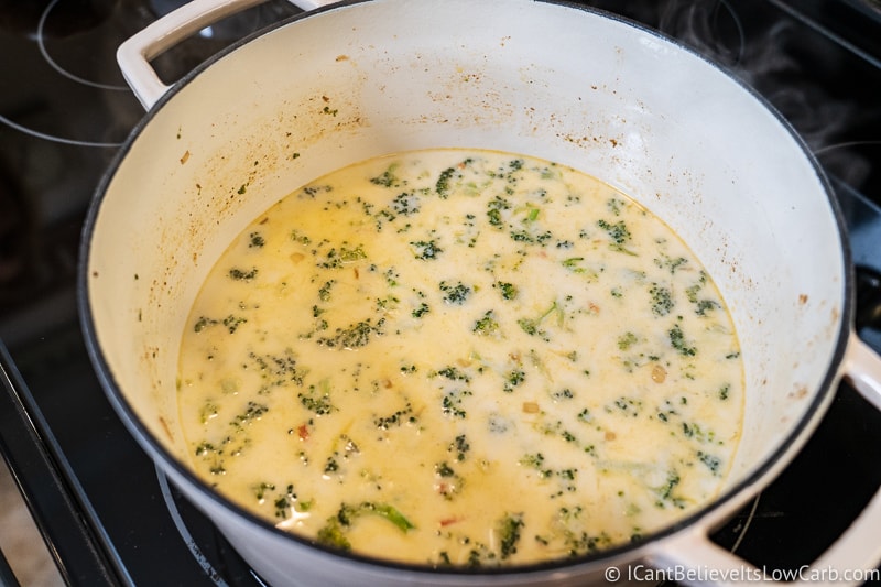 Making Keto Broccoli Cheddar Soup