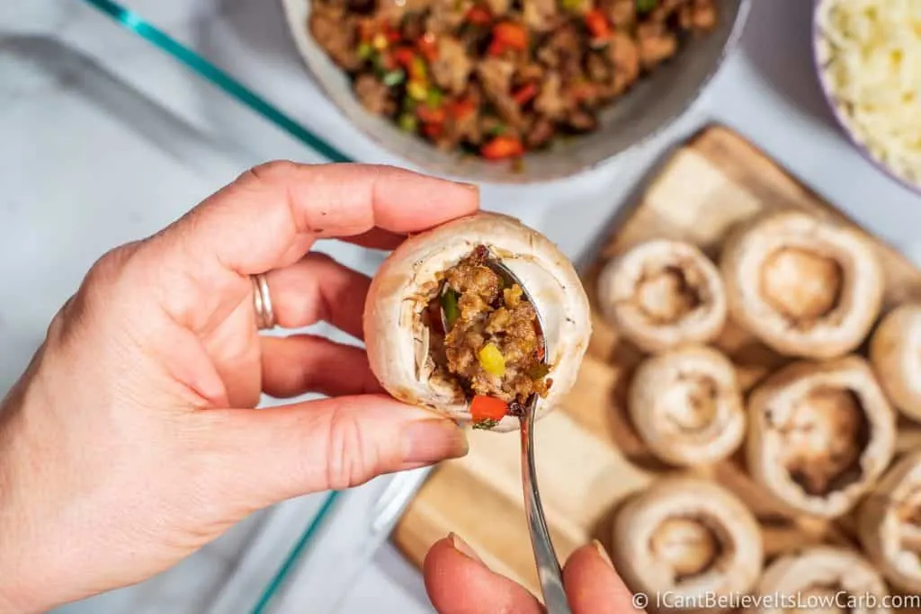 stuffing the Keto Stuffed Mushrooms