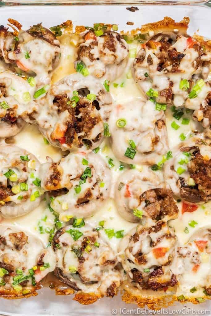 Stuffed Mushrooms with melted mozzarella cheese