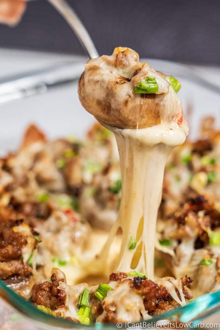 Cheesy Keto Stuffed Mushrooms Recipe with Sausage Low Carb