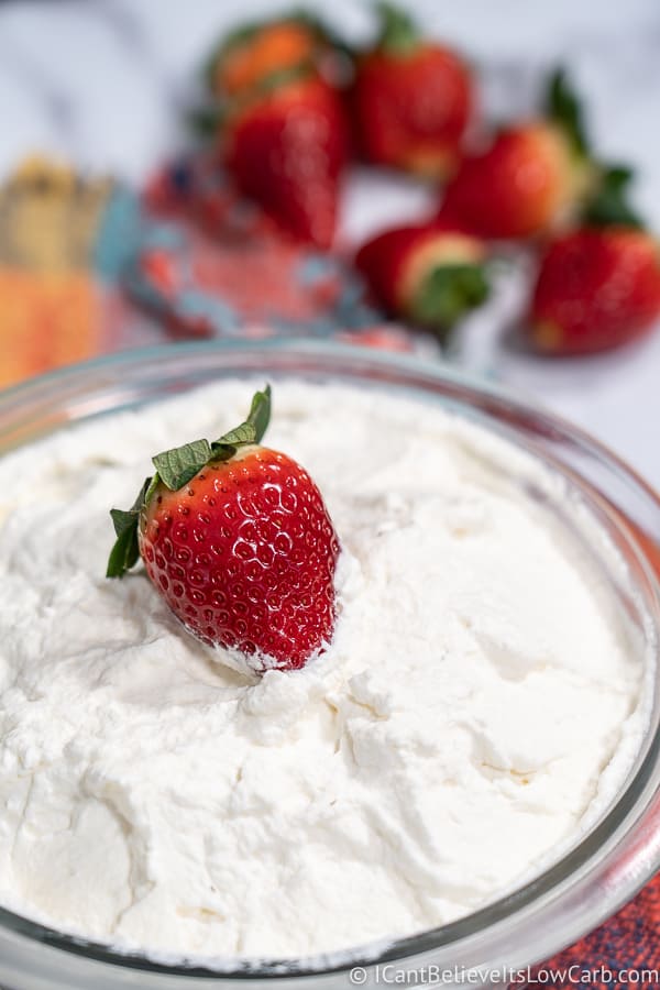 Keto Whipped Cream with strawberries
