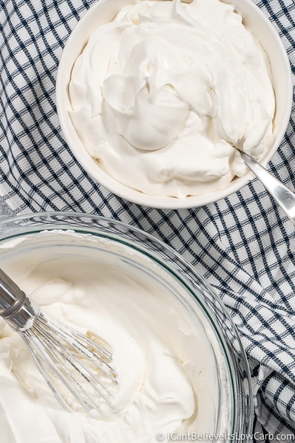 two bowls of Sugar-Free Keto Whipped Cream