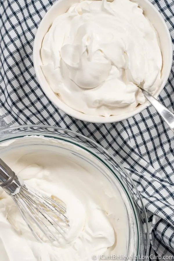 two bowls of Sugar-Free Keto Whipped Cream