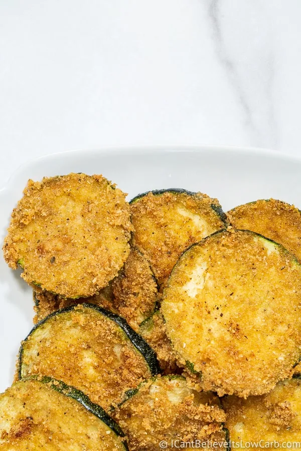 low carb Fried Zucchini on a plate