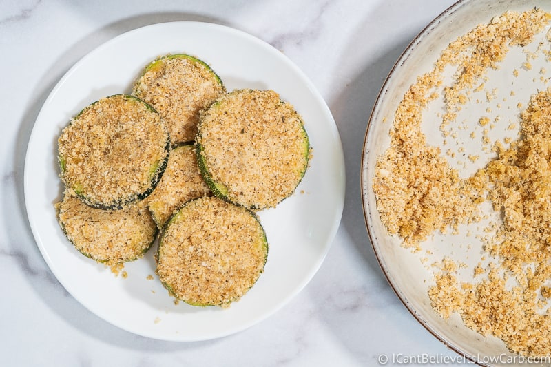 Keto Fried Zucchini before being made on plate